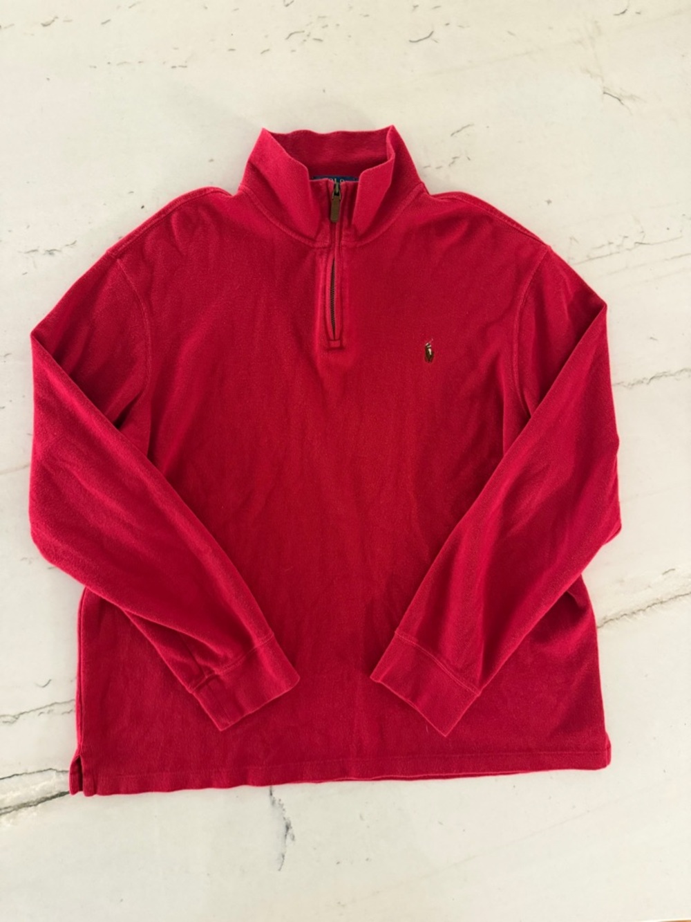 Polo Ralph Lauren Men's XL Red Quarter 1/4 Zip Pullover Sweater Pony Logo